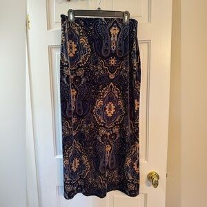 Y2K Moa Moa Paisley Maxi Skirt Velvet Feel Boho Indie Grunge Dark Academia